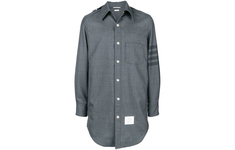 THOM BROWNE FW21 Grey Four-Bar Loose Shirt Style Jacket MJO063-A04346-035