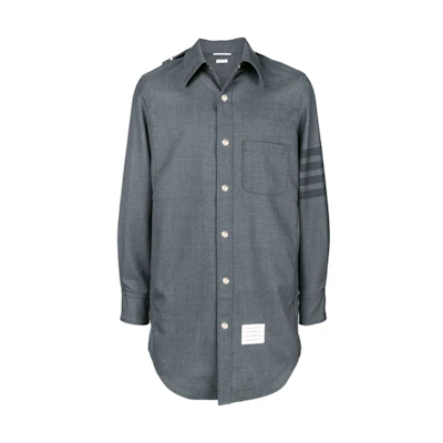 THOM BROWNE FW21 Grey Four-Bar Loose Shirt Style Jacket MJO063-A04346-035