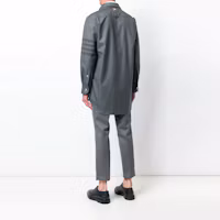 Shop Thom Browne FW21 灰色四槓寬鬆襯衫外套 MJO063-A04346-035