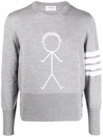 Order 톰브라운 FW21 그레이 포바 스틱맨 그래픽 니트 스웨트셔츠. MKA380A-Y1002-055