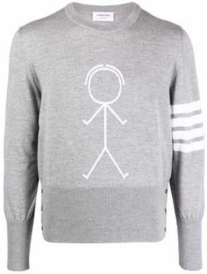 トムブラウン FW21 グレー フォーバースティックマン グラフィックニットスウェットシャツ MKA380A-Y1002-055 Order トムブラウン FW21 グレー フォーバースティックマン グラフィックニットスウェットシャツ MKA380A-Y1002-055