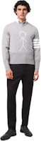 Shop 톰브라운 FW21 그레이 포바 스틱맨 그래픽 니트 스웨트셔츠. MKA380A-Y1002-055