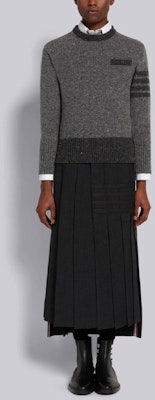 THOM BROWNE FW21 Kelabu Four-Bar Tweed Mohair Wool Pullover Sweater. MKA378A-Y1502-035 Lookbook THOM BROWNE FW21 Kelabu Four-Bar Tweed Mohair Wool Pullover Sweater. MKA378A-Y1502-035