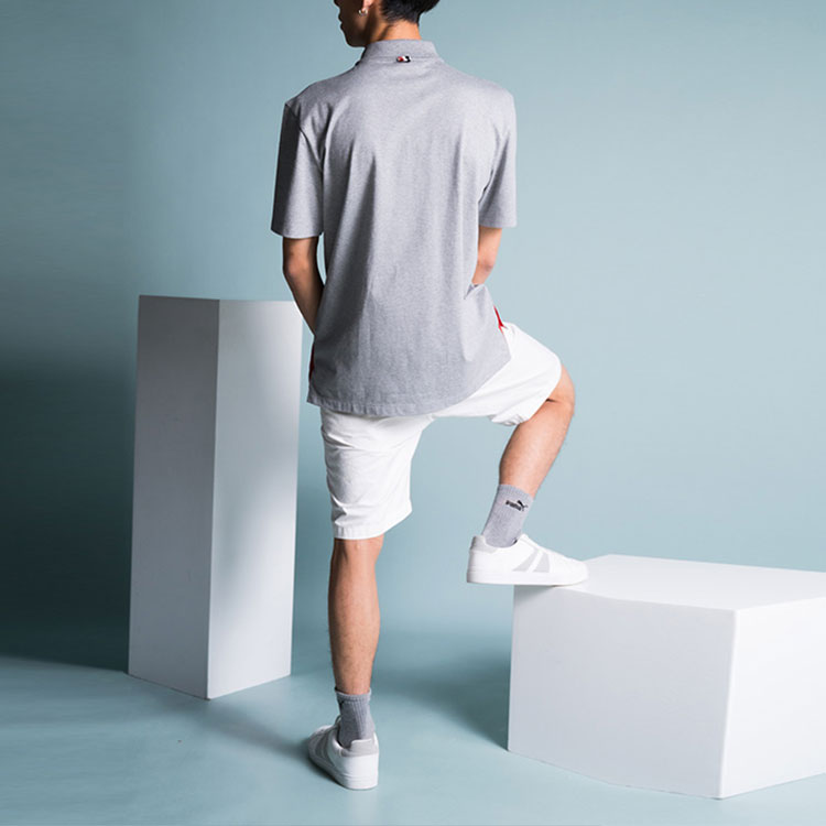 THOM BROWNE FW21 Grey Polo Shirt with Chest Stripe Short Sleeve MJP060A-01454-055 圖 4