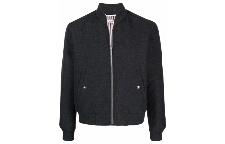 Thom Browne FW21 Grey Zip-Up Bomber Jacket MJO132A-03882-025