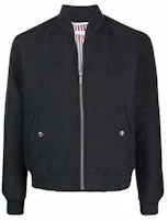 Thom Browne FW21 Grey Zip-Up Bomber Jacket MJO132A-03882-025 Thom Browne FW21 Grey Zip-Up Bomber Jacket MJO132A-03882-025