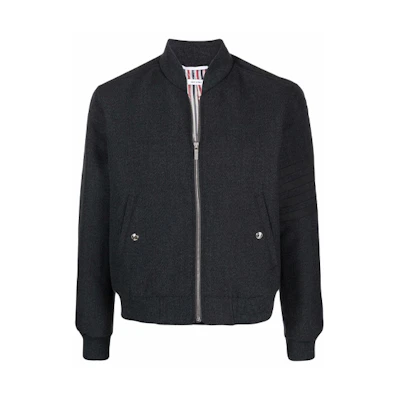 Thom Browne FW21 Grey Zip-Up Bomber Jacket MJO132A-03882-025
