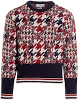 Thom Browne FW21 Houndstooth Jacquard Wool Crewneck Sweater Red Menswear. MKA-375AY9005-960 Thom Browne FW21 Houndstooth Jacquard Wool Crewneck Sweater Red Menswear. MKA-375AY9005-960