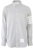 THOM BROWNE FW21 Light Grey Classic 4-Bar Stripe Long Sleeve Shirt MWL272A-05245-035 THOM BROWNE FW21 Light Grey Classic 4-Bar Stripe Long Sleeve Shirt MWL272A-05245-035