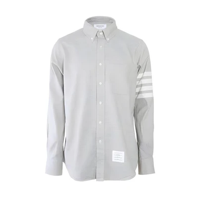 THOM BROWNE FW21 Light Grey Classic 4-Bar Stripe Long Sleeve Shirt MWL272A-05245-035