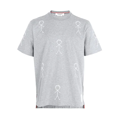 Thom Browne FW21 Matchstick Print Crewneck T-Shirt Grey MJS164A-07656-055