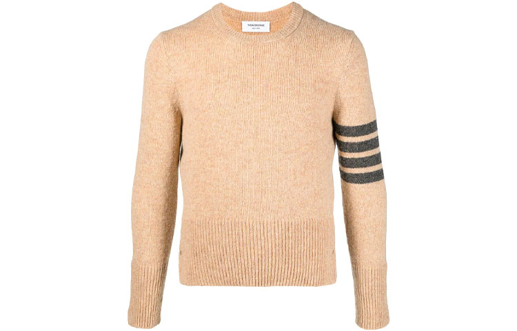 Thom Browne FW21 Men’s Khaki Wool Sweater with Four-Bar Stripes. MKA317A-01085-275 圖 2