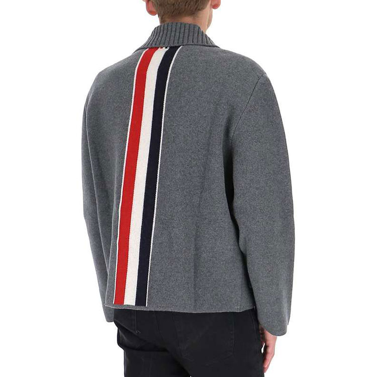 THOM BROWNE FW21 Merino Wool Jacket with RWB Stripes on Back - Grey MKJ069A-Y1019-035 圖 5