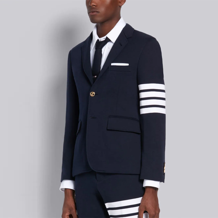 Details for THOM BROWNE FW21 Blazer Azul Marino 4-Stripe Escolar Elegante. MJU426A-00535-415
