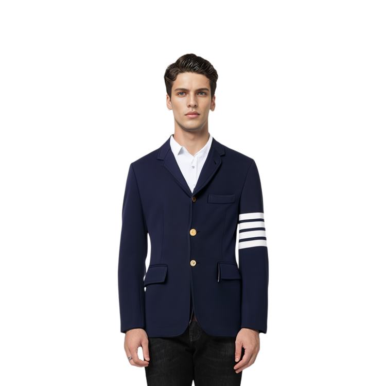 Sizing THOM BROWNE FW21 Blazer Azul Marino 4-Stripe Escolar Elegante. MJU426A-00535-415