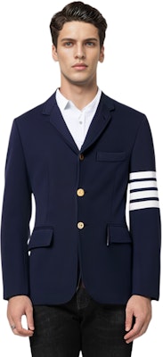 THOM BROWNE FW21 Blazer Azul Marino 4-Stripe Escolar Elegante. MJU426A-00535-415 Sizing THOM BROWNE FW21 Blazer Azul Marino 4-Stripe Escolar Elegante. MJU426A-00535-415