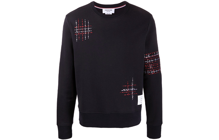 Thom Browne FW21 Navy Blue Embroidered Crewneck Pullover Sweatshirt Men. MJT289E-06931-415
