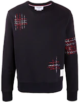 Order 톰 브라운 FW21 네이비 블루 자수 크루넥 풀오버 스웨트셔츠 남성. MJT289E-06931-415