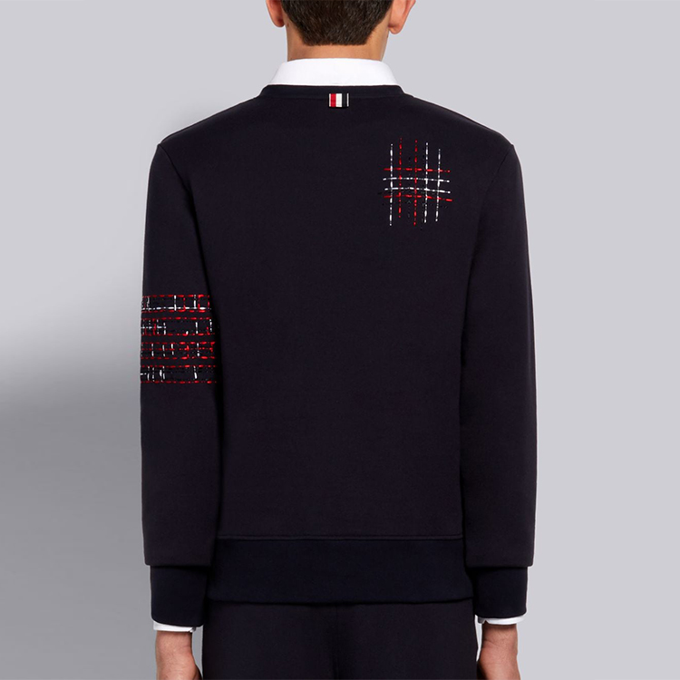 Purchase Thom Browne FW21 Navy Blue Sweatshirt Crewneck Bordir Pria. MJT289E-06931-415