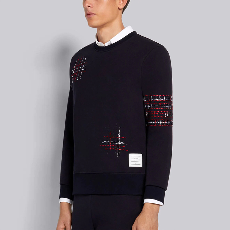 Details for Thom Browne FW21 Navy Blue Sweatshirt Crewneck Bordir Pria. MJT289E-06931-415