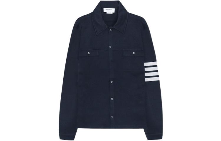 Thom Browne FW21 Navy Blue Stripe Pocket Long Sleeve Jacket MJT291A-07545-415