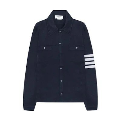 Thom Browne FW21 Navy Blue Stripe Pocket Long Sleeve Jacket MJT291A-07545-415