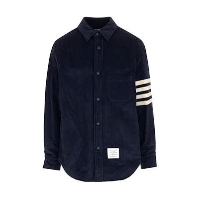 THOM BROWNE FW21 Navy Corduroy Four-Bar Shirt Jacket. MJO145A-07471-415
