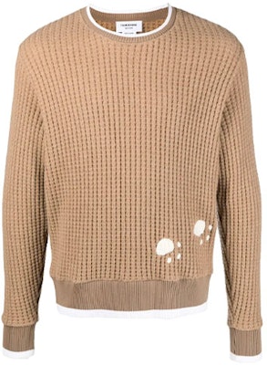THOM BROWNE FW21 Polar Bear Waffle Knit Wool Sweater Camel Pullover MJT178E-05396-275 Buy THOM BROWNE FW21 Polar Bear Waffle Knit Wool Sweater Camel Pullover MJT178E-05396-275