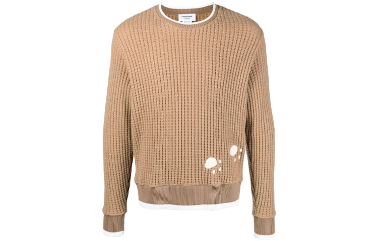 Order THOM BROWNE FW21 Polar Bear Waffle Knit Wool Sweater Camel Pullover MJT178E-05396-275