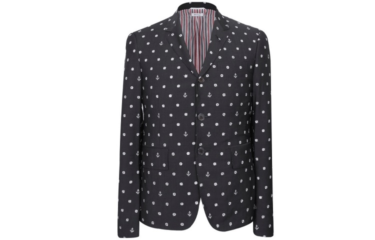 Thom Browne FW21 Polka Dot Long Sleeve Blazer Dark Grey MJC159A-01458-025