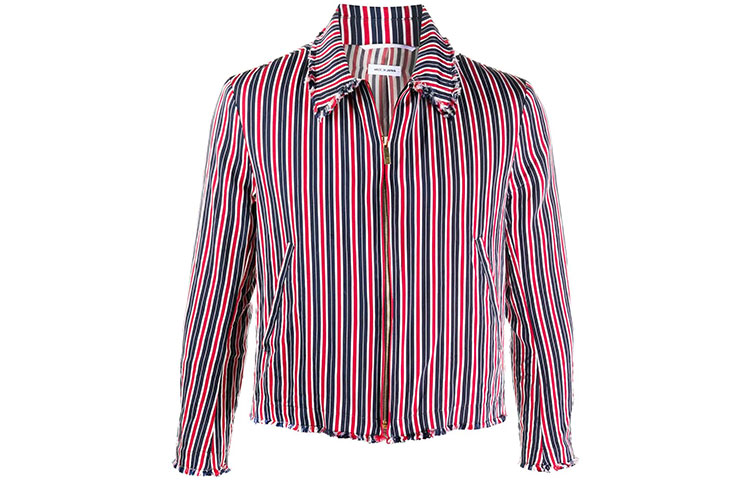 Thom Browne FW21 RWB Multi-Stripe Zip Jacket Red MJO114R-07181-960