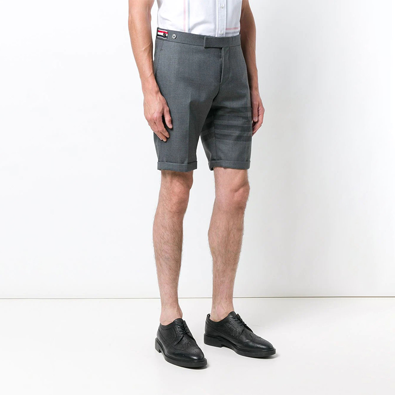 Purchase Thom Browne Pantalones Cortos Lana Slim-Fit 4-Bar Gris Oscuro FW21 MTC188A-04346-035