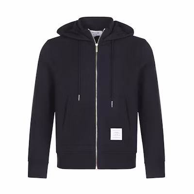 Thom Browne FW21 Solid Logo Zip-Up Hoodie Navy Blue - MJT288A-06931-415