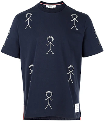 トムブラウン FW21 スティックマン グラフィック ブルー クルーネック Tシャツ MJS164A-07656-415 Buy トムブラウン FW21 スティックマン グラフィック ブルー クルーネック Tシャツ MJS164A-07656-415
