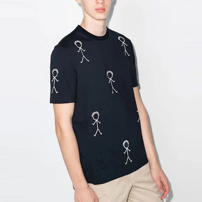 トムブラウン FW21 スティックマン グラフィック ブルー クルーネック Tシャツ MJS164A-07656-415 Cheap トムブラウン FW21 スティックマン グラフィック ブルー クルーネック Tシャツ MJS164A-07656-415
