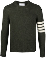 THOM BROWNE FW21 Striped Wool Crewneck Pullover Sweater - Grass Green MKA317A-01085-320 THOM BROWNE FW21 Striped Wool Crewneck Pullover Sweater - Grass Green MKA317A-01085-320