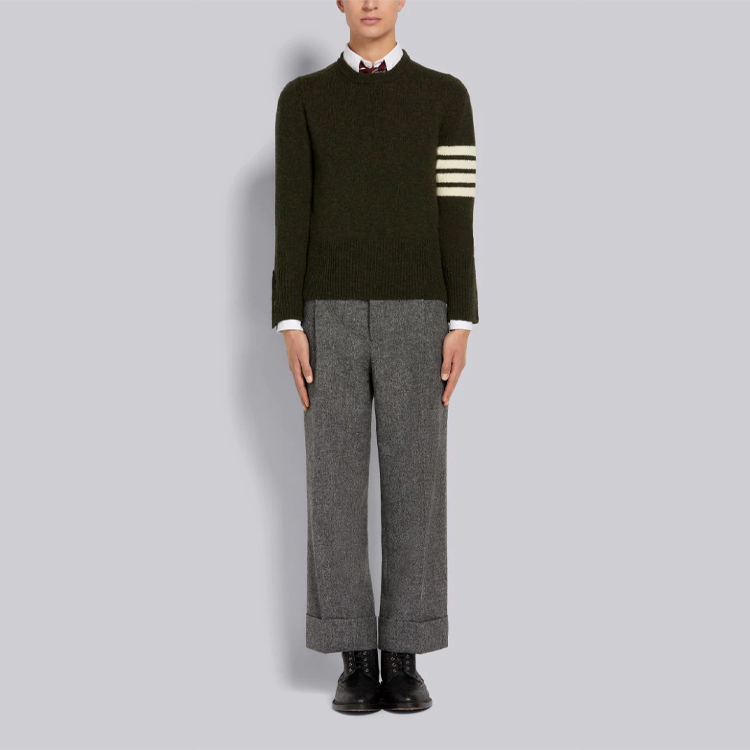 Details for THOM BROWNE FW21 Sweater Wool Crewneck Jalur - Hijau Rumput MKA317A-01085-320