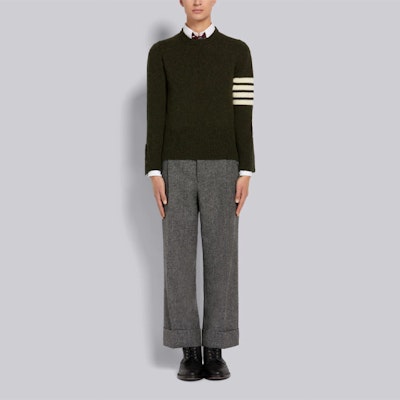 THOM BROWNE FW21 Sweater Wool Crewneck Jalur - Hijau Rumput MKA317A-01085-320 Details for THOM BROWNE FW21 Sweater Wool Crewneck Jalur - Hijau Rumput MKA317A-01085-320