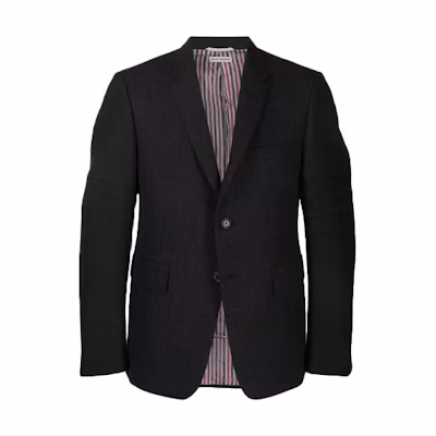 THOM BROWNE FW21 Striped Wool Long Sleeve Blazer Dark Gray Back to School MJC178A-03882-025