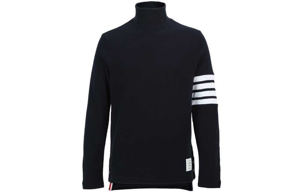 Order THOM BROWNE FW21 Waffle Knit Turtleneck Sweater Navy 4-Bar MJS106P-05802-415