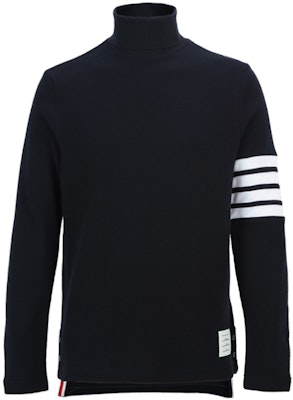 THOM BROWNE FW21 Waffle Knit Turtleneck Sweater Navy 4-Bar MJS106P-05802-415 Order THOM BROWNE FW21 Waffle Knit Turtleneck Sweater Navy 4-Bar MJS106P-05802-415