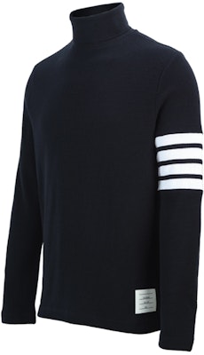 THOM BROWNE FW21 Waffle Knit Turtleneck Sweater Navy 4-Bar MJS106P-05802-415 Shop THOM BROWNE FW21 Waffle Knit Turtleneck Sweater Navy 4-Bar MJS106P-05802-415