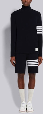 THOM BROWNE FW21 Waffle Knit Turtleneck Sweater Navy 4-Bar MJS106P-05802-415 Purchase THOM BROWNE FW21 Waffle Knit Turtleneck Sweater Navy 4-Bar MJS106P-05802-415