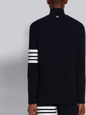 THOM BROWNE FW21 Waffle Knit Turtleneck Sweater Navy 4-Bar MJS106P-05802-415 Sizing THOM BROWNE FW21 Waffle Knit Turtleneck Sweater Navy 4-Bar MJS106P-05802-415
