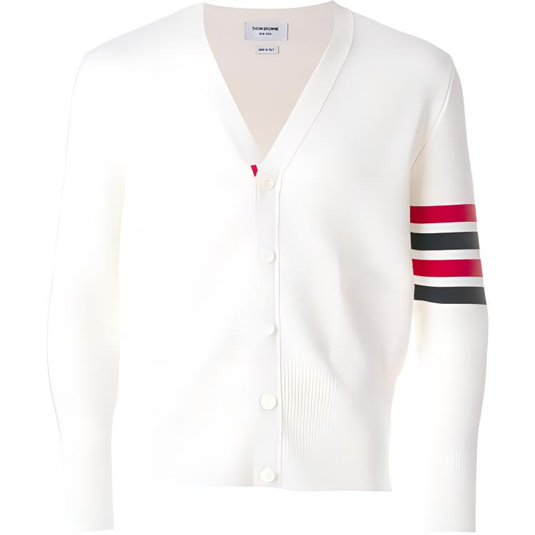 THOM BROWNE FW21 White 4-Bar Striped Wool Sweater. MKC160A-00014-100 圖 2