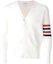 Order THOM BROWNE FW21 White 4-Bar Striped Wool Sweater. MKC160A-00014-100
