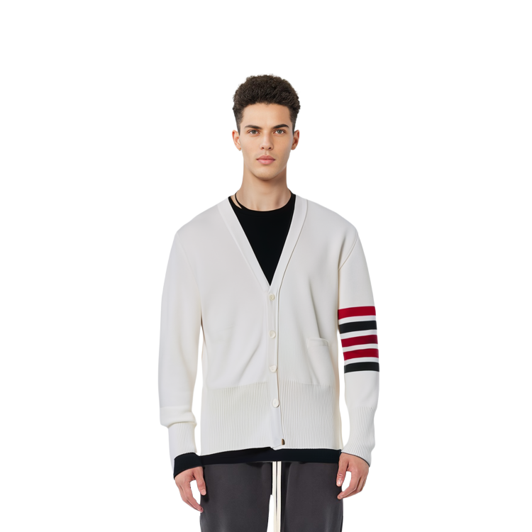 THOM BROWNE FW21 White 4-Bar Striped Wool Sweater. MKC160A-00014-100 圖 6