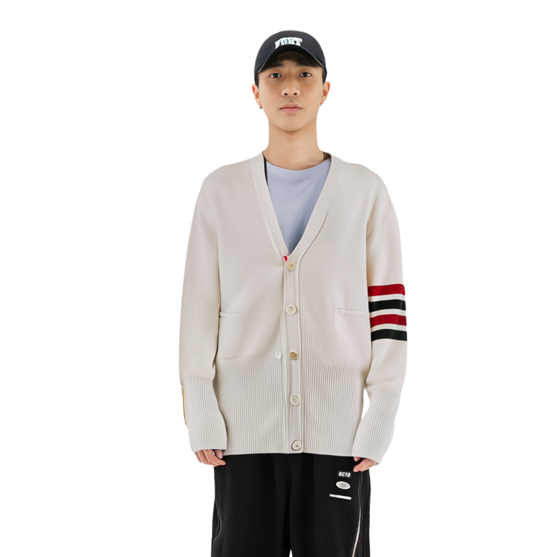 THOM BROWNE FW21 White 4-Bar Striped Wool Sweater. MKC160A-00014-100 圖 7