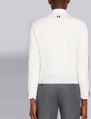 THOM BROWNE FW21 白色條紋羊毛混紡圓領毛衣. MKA367A-Y1002-100 Shop THOM BROWNE FW21 白色條紋羊毛混紡圓領毛衣. MKA367A-Y1002-100