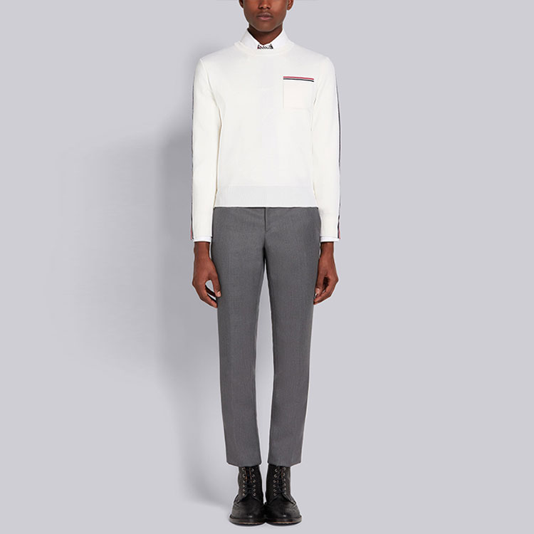 Details for Jersey Cuello Redondo de Lana Mezclada Blancas Rayas THOM BROWNE FW21. MKA367A-Y1002-100